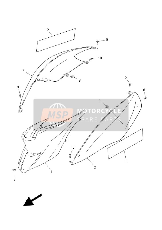 Yamaha CS50M 2015 Couvercle latéral pour un 2015 Yamaha CS50M